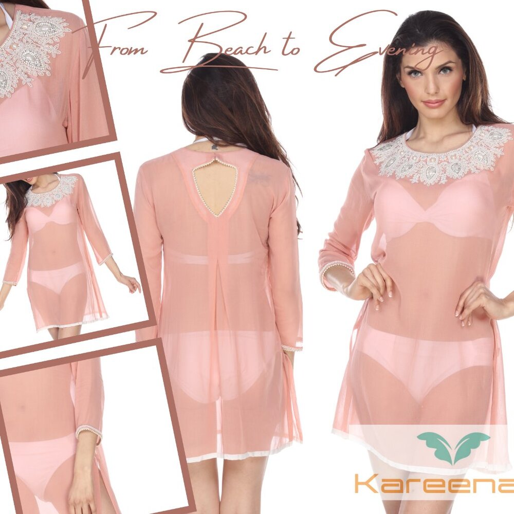 NWT Blush Beaded Sheer Dress - S, M, L, XL Kareenas